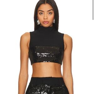 NWT REVOLVE X CAMILA COELHO "VENNING SEQUIN CROP TOP" - XXS